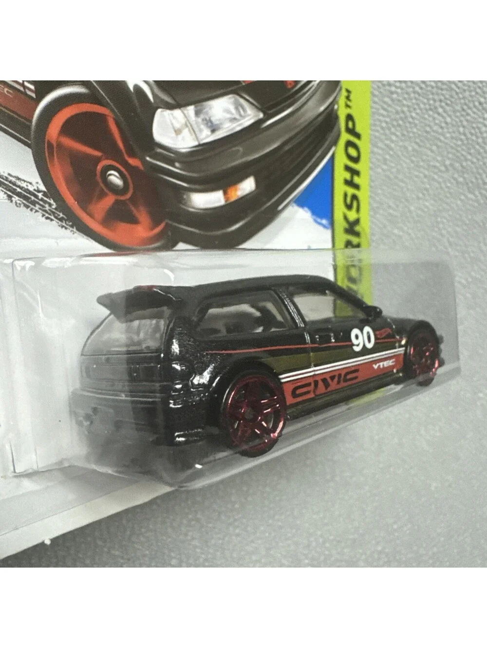 Hot Wheels ’90 Honda Civic EF Black HW Workshop Series Die-Cast Car #197/250